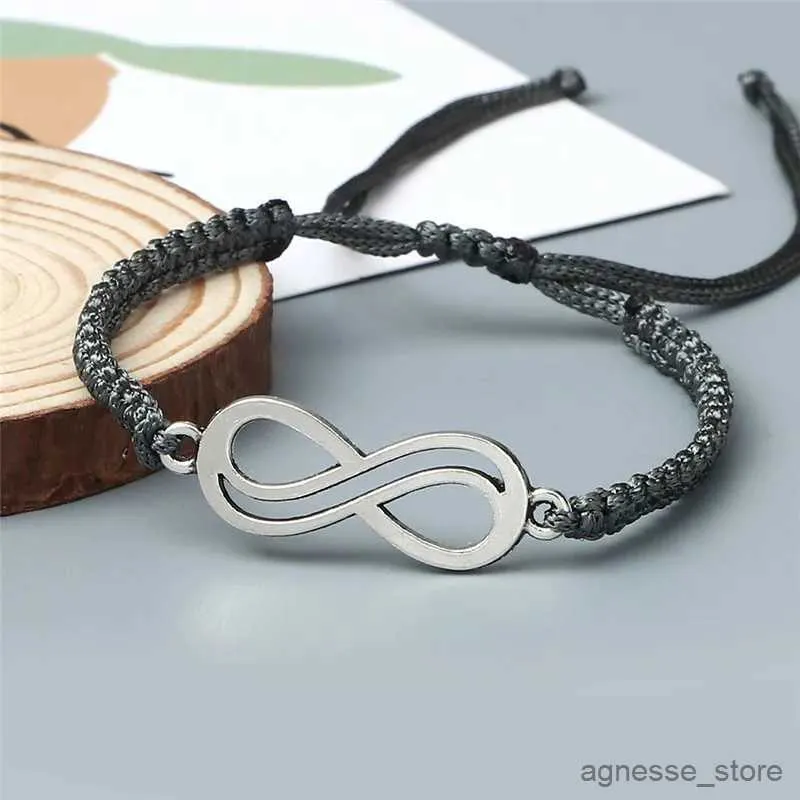 Kedja klassiska infinity armband vänskap flätad justerbar för par män kvinnor handgjorda sträng charms armband armbanden smycken r231205