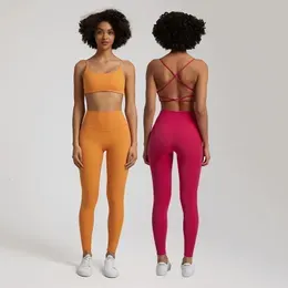 Yoga Outfit Buttery Soft Two Piece Gym Set for Women Workout Clothes Leggings Backless Sports Bra Suits In Matching Pant Sets 231120