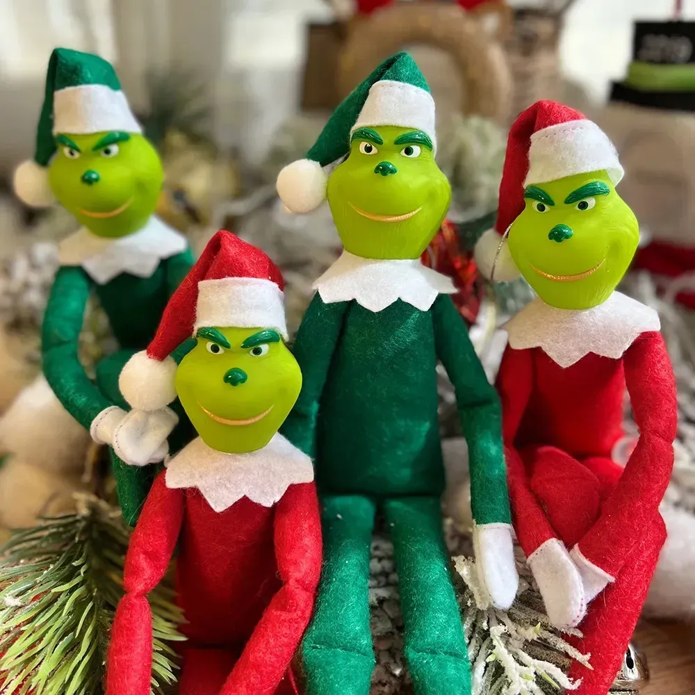 30 cm Ny jul Grinch Doll Green Hair Monster Plush Toy Home Decorations Elf Ornament Pendant Childrens Birthday Present DHL LL BJ