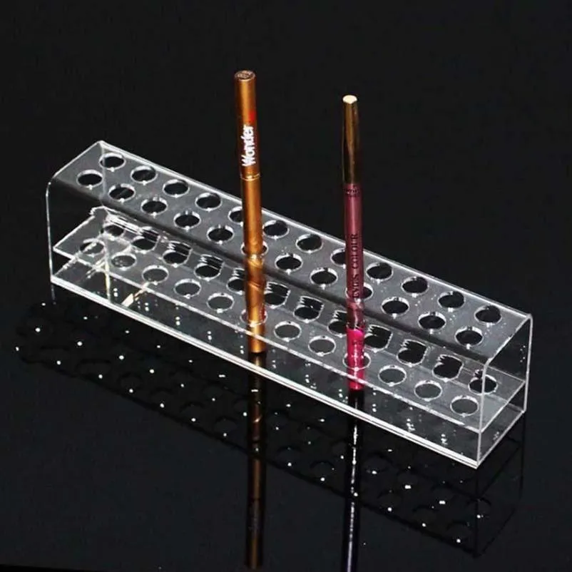 Transparent Jewelry Pouches 24 hole Acrylic Cosmetic box Eyebrow Pencil Brush Protector Makeup Brush Display Stand Organizer342N