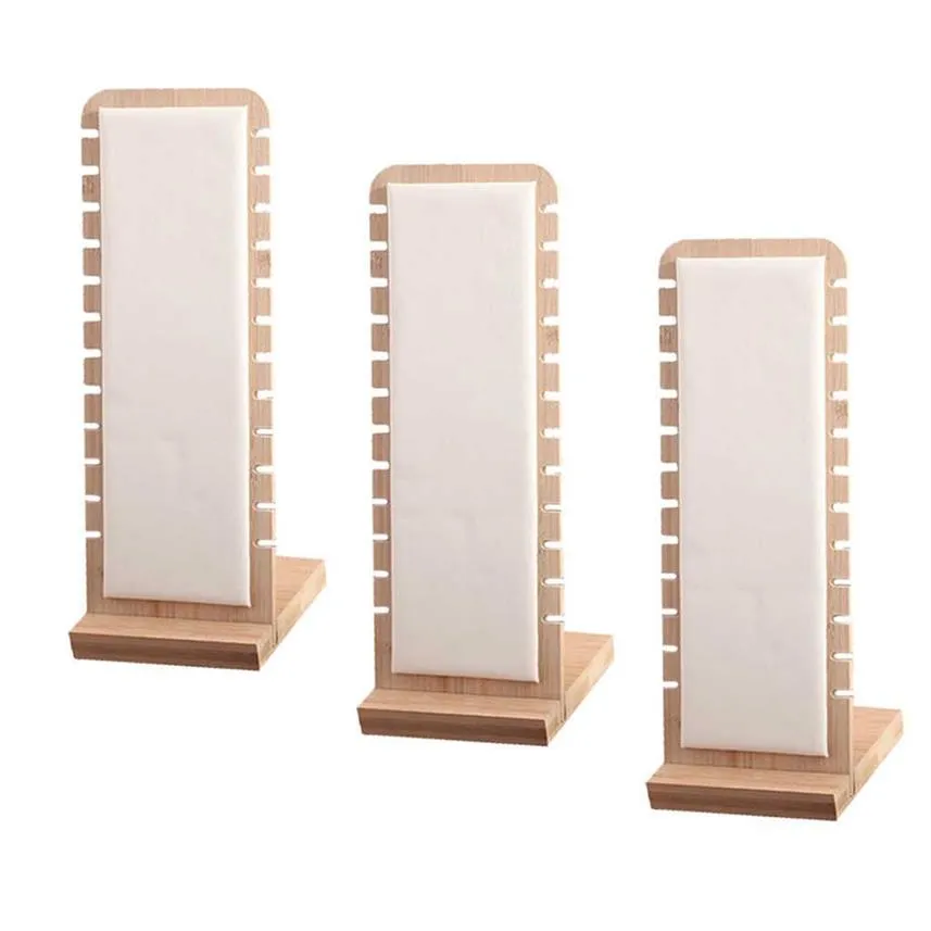 3x Modern Bamboo Necklace Jewelry Tablett Display Boards 27x10cm Neckchain Display Stand 210713279e
