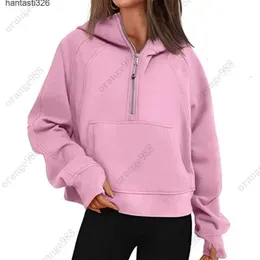 Lululemens Autumn Winter Yoga Suit Scuba Hoodie Half Zip Women`s Sports Sweater Loose Gym 2023 Jacket Fiess Short Plush Coat Sweatshirty 688ss