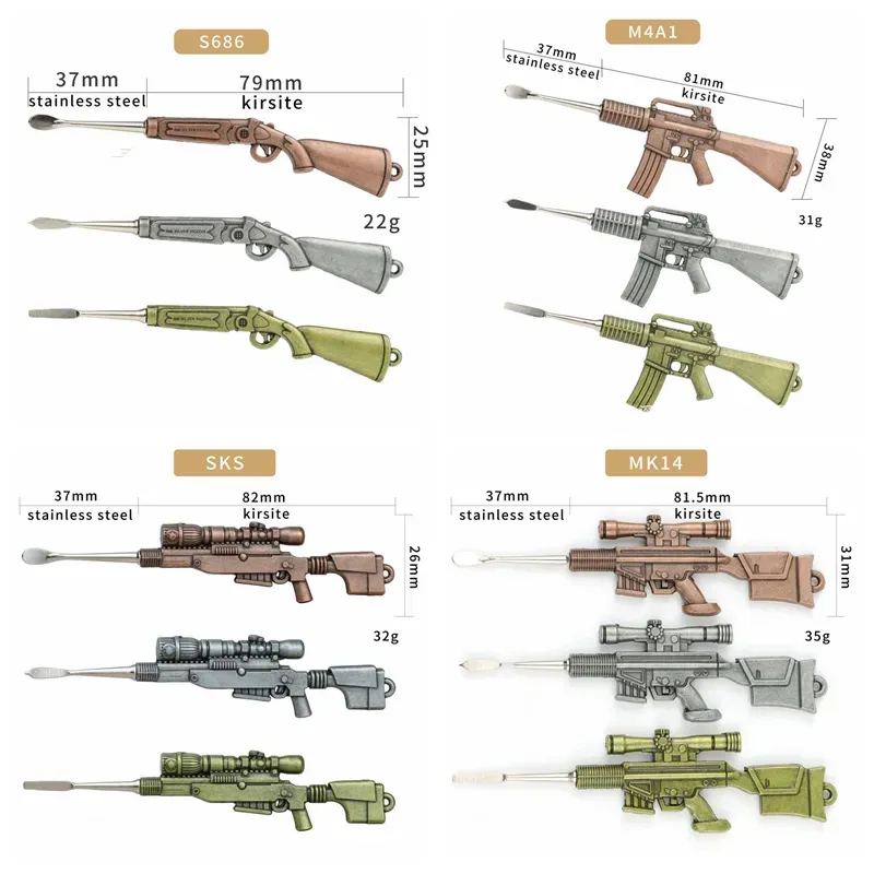 Pistola stile cera intaglio strumenti dabber atomizzatore serbatoio lega di metallo acciaio inossidabile 118mm vaso strumento dab bastone cucchiaio orecchio pick per erba secca BJ