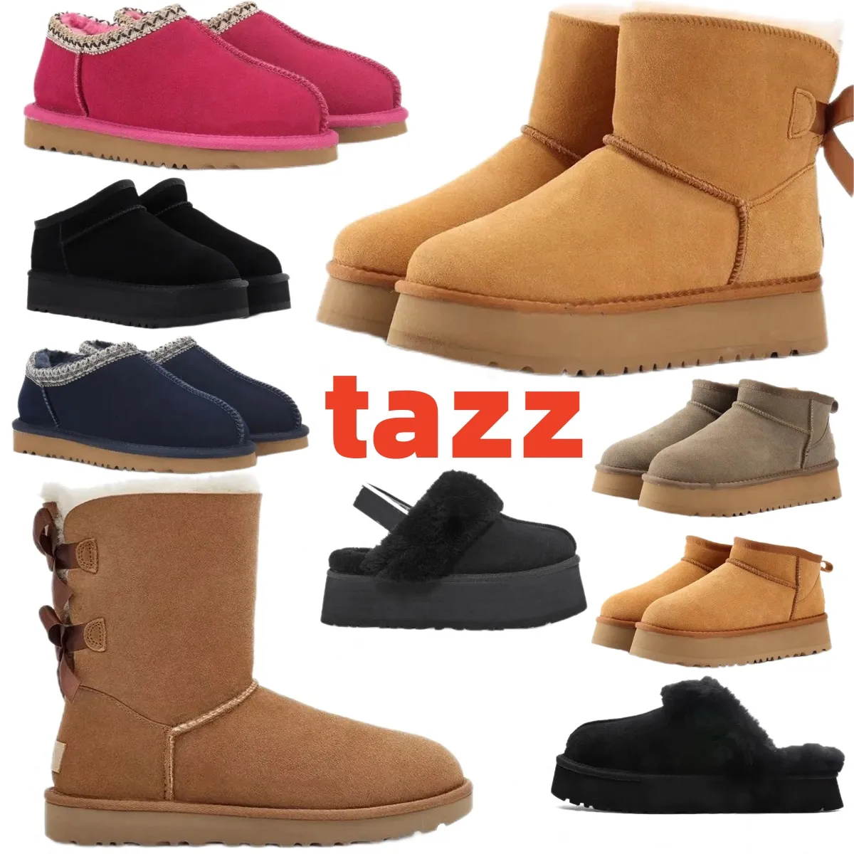 Sly Tasman Boots Ug Chesut Дизайнерские меховые ботинки Tazz из овчины для женщин Австралия Ультра мини-платформа Ity Slide Зимние ботинки
