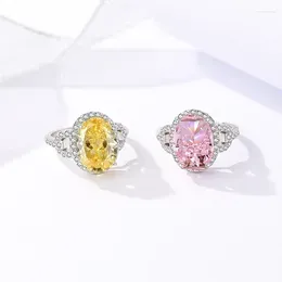 Cluster Rings S925 Sterling Silver Ring Female Flower Cut Zircon European And American Light Luxury High-grade Feeling Small Design Br