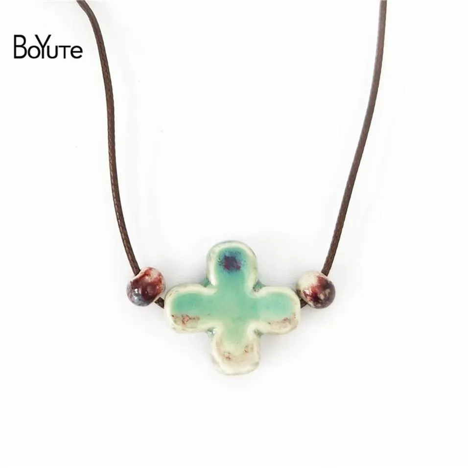 BoYuTe Nuovo 5 pezzi cinese porcellana ceramica ciondolo croce collana donne gioielli etnici accessori donna imballaggio indipendente246F