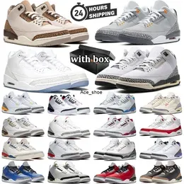 With Box men women basketball shoes 3s UNC Racer Blue Pine Green Free Throw Line jumpman 3 Cardinal Red Black Cement Varsity Royal mens sports sneaker