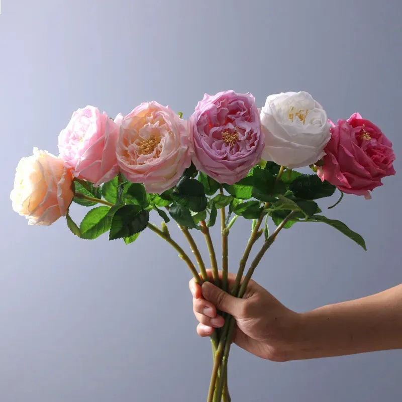 Dekoracyjne kwiaty wieńce 5pcs sztuczna róża piwonia prawdziwe dotyk kwiaty do dekoracji stolika ślubnego bukietu salonu
