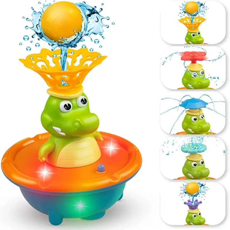 Banyo Toys Fountain Frog Bebek Banyo Oyuncaklar için 5 Mod Püskürtme Su Sprinkler Işıklı Küvet Oyuncak Erkekler için Çocuk Hediyeleri 231204