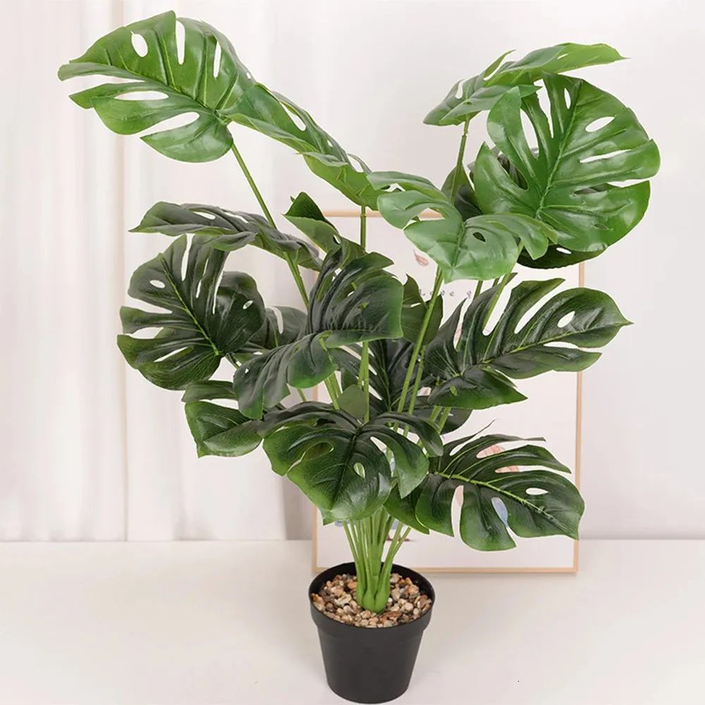 Artificial Tree Turtle Leafs Plastic Plants 18 Head Monstera For Home Office Restaurants Shopping Malls Living Room Decoration