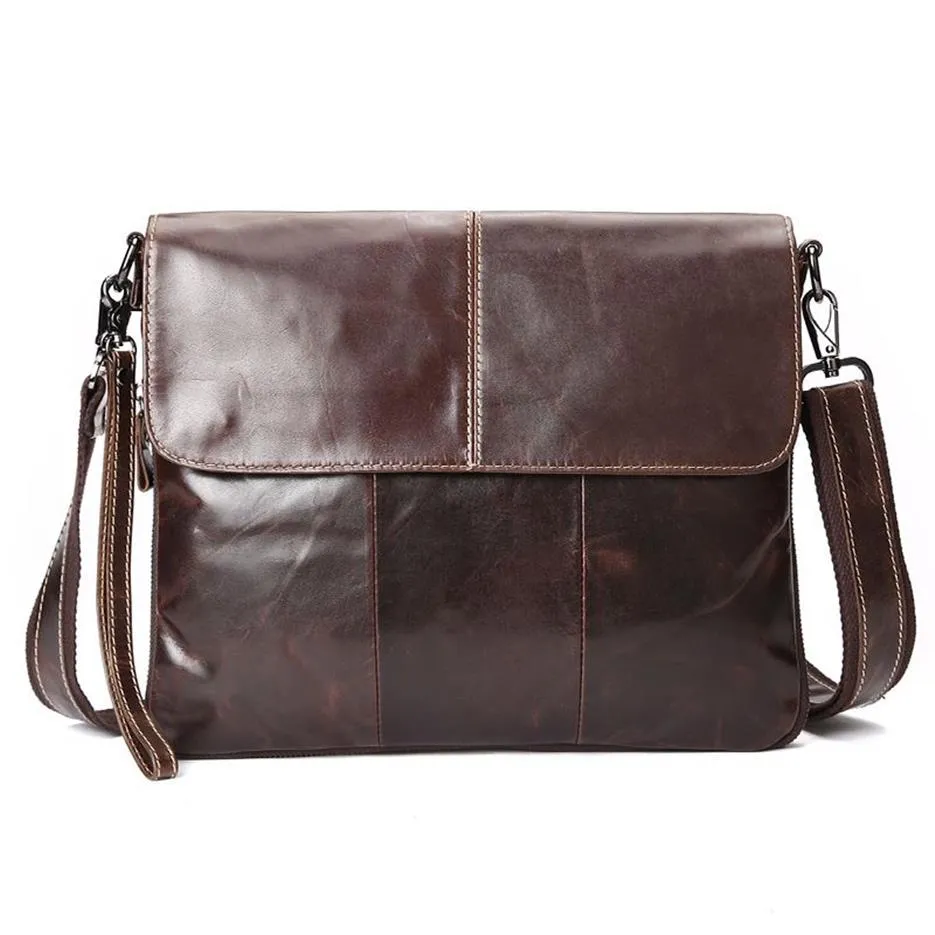 Fashion Vintage genuine leather shoulder bag High quality brown casual shoulder bag for Men large capacity business brief214k