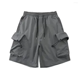 Men`s Shorts Summer Solid Color Multiple Pockets Sports Pants Jorts Y2k Cargo Baggy Clothing