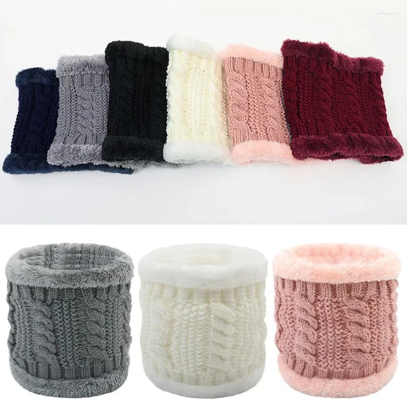 Sciarpe Donna Uomo Peluche Collo lavorato a maglia Addensare in pile All'interno Colletto in maglia di lana Sciarpa ad anello Scaldino elastico Fazzoletto da collo Snood