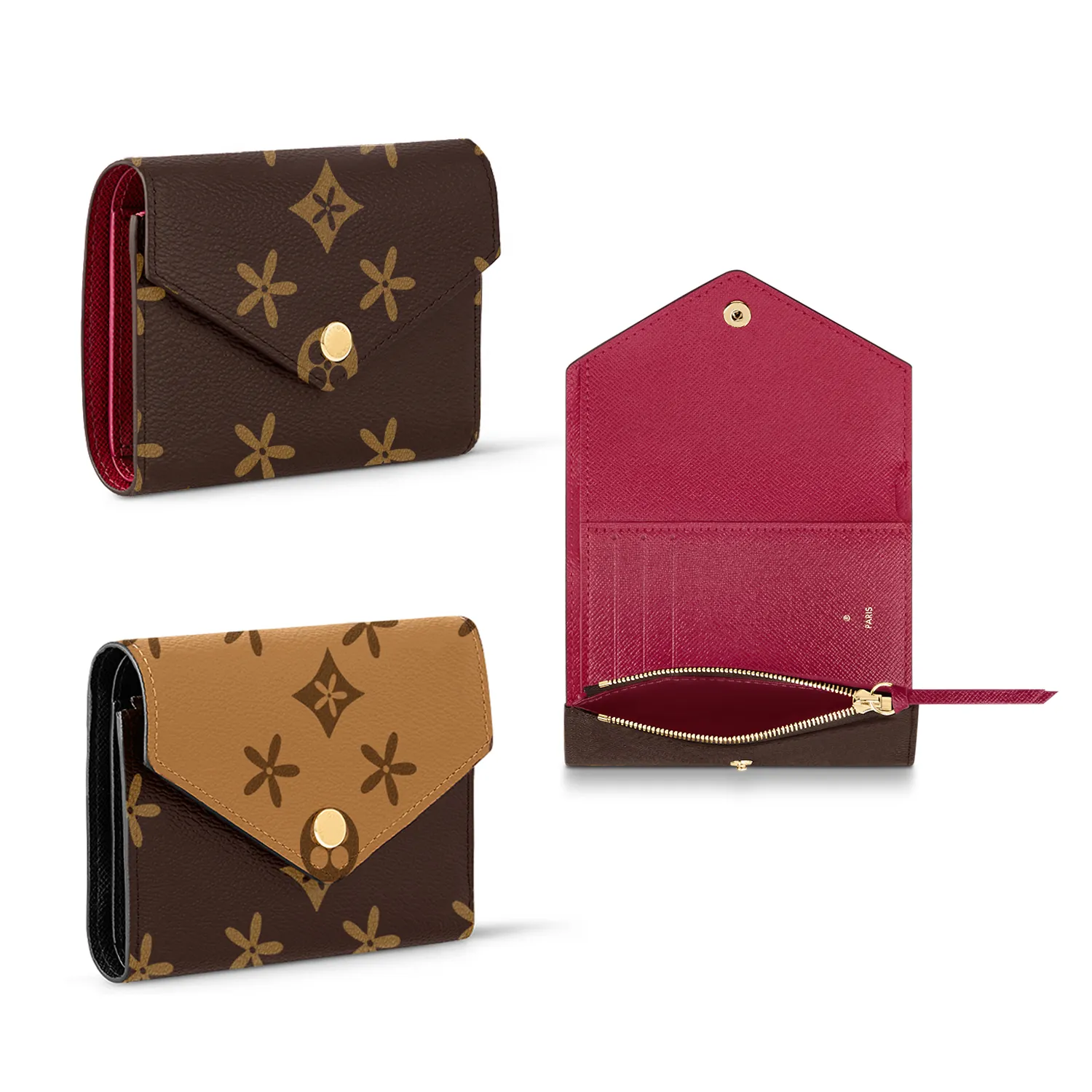 Man Women wallets coin purse card holder luxury Designer Leather Brown flower M41938 victorine wallet Top quality Credit card CardHolder chain purses Key pouch gift