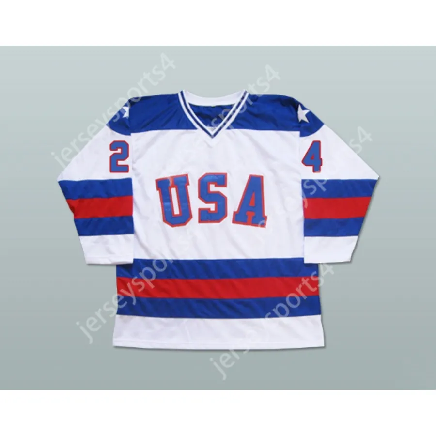 Custom Rob McClanahan 1980 Miracle on Ice Team USA 24 Jersey Nowy top zszyte S-6xl