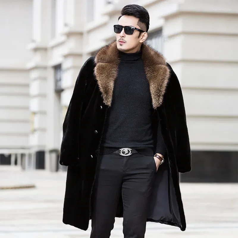 Men's Trench Coats 2023 Winter Whole Coat Length Large Size Imitation Suit Collar Korean Fashion Luxury Men Jacket