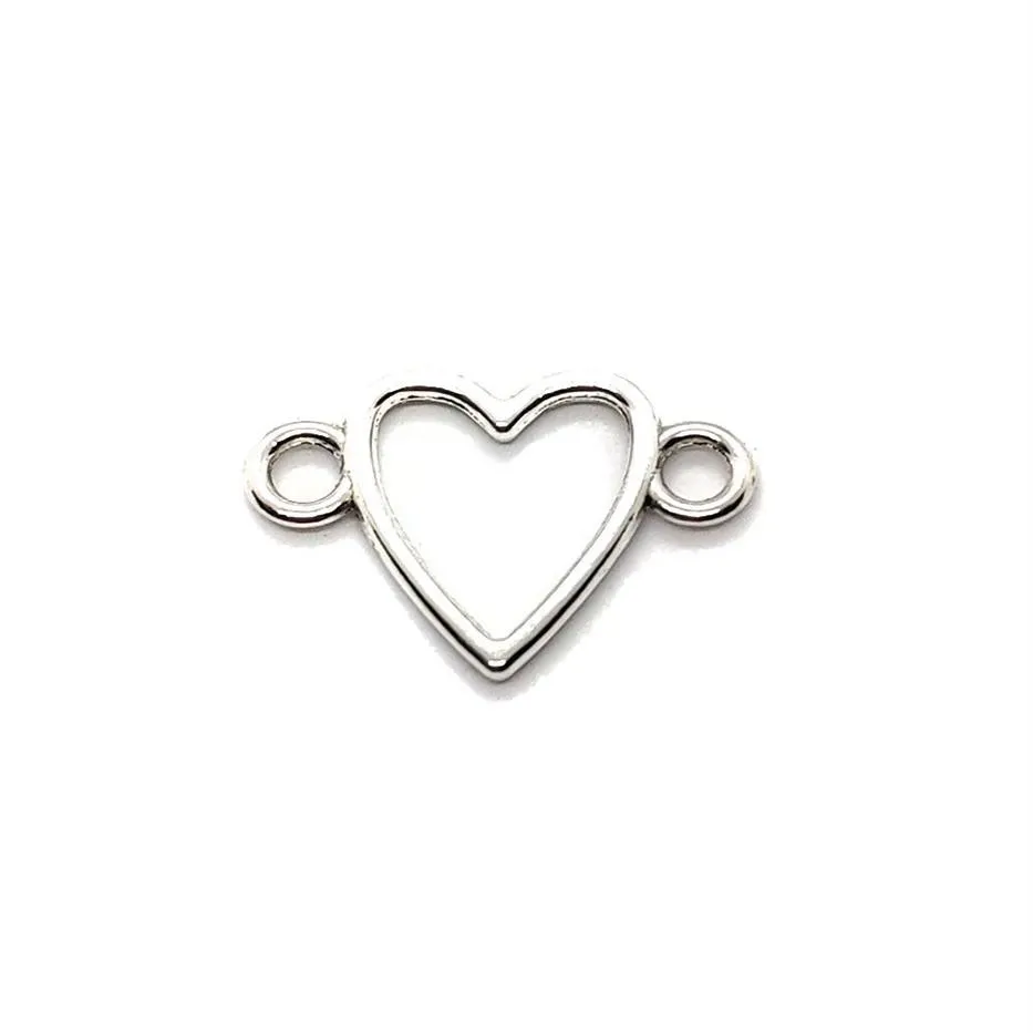 100 st mycket antik silverpläterade hjärtlänkanslutningar charms hängsmycken för smycken som gör DIY handgjorda hantverk 16x24mm283o