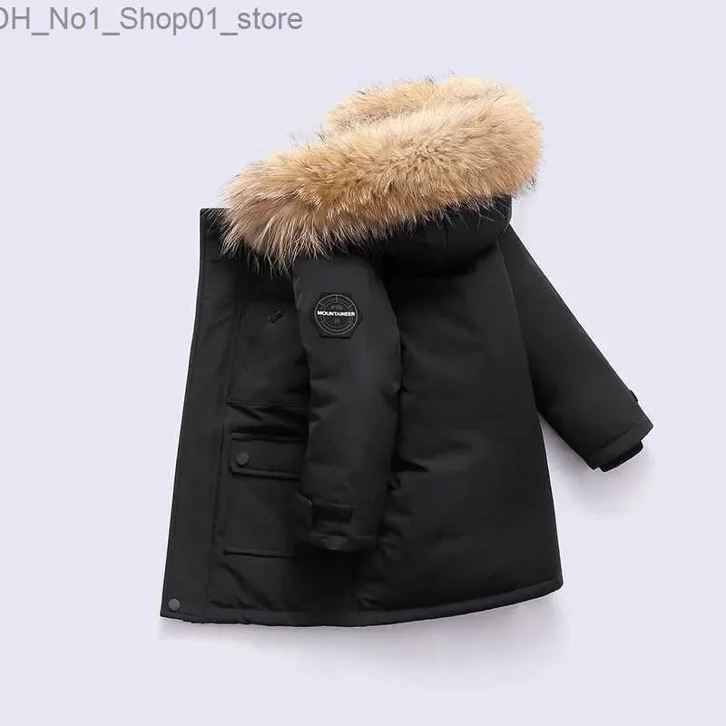 OLEKID 2023 hiver doudoune pour garçons véritable fourrure de raton laveur épais chaud bébé garçons manteau d'extérieur 2-12 ans enfants adolescents garçons Parka Q231205