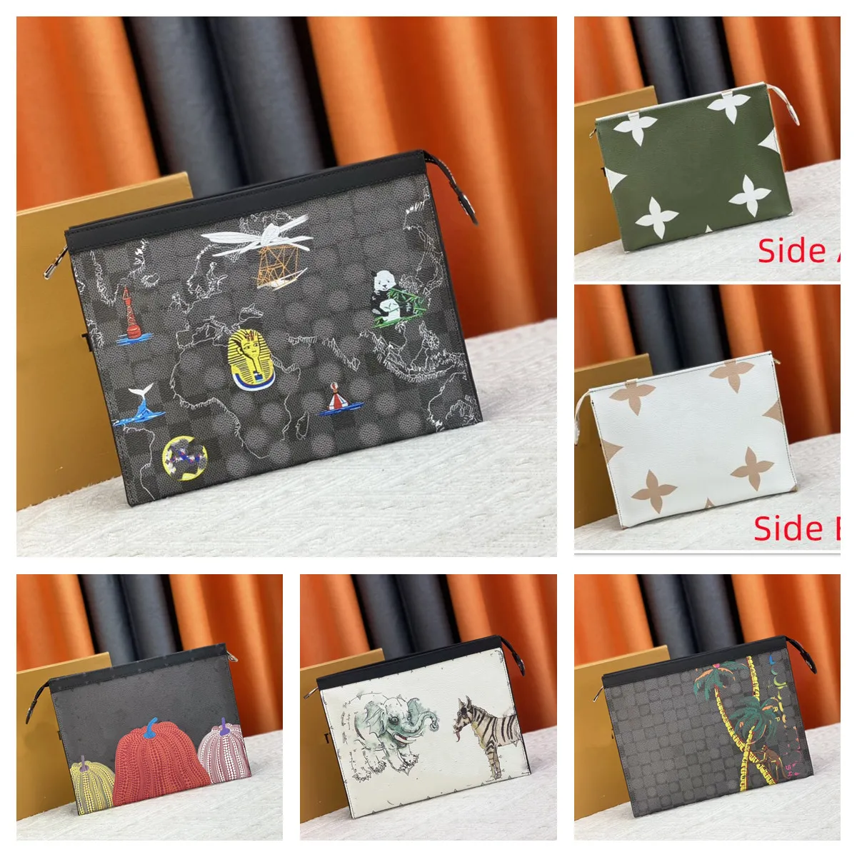 M47542 Toaletowa woreczka Travel Clutch Projektant Moda Kobiety płócienne sprzęgło Telefon kosmetyczny Mężczyzny Mini Pochette toaleta toaleta Piękna akcesoria