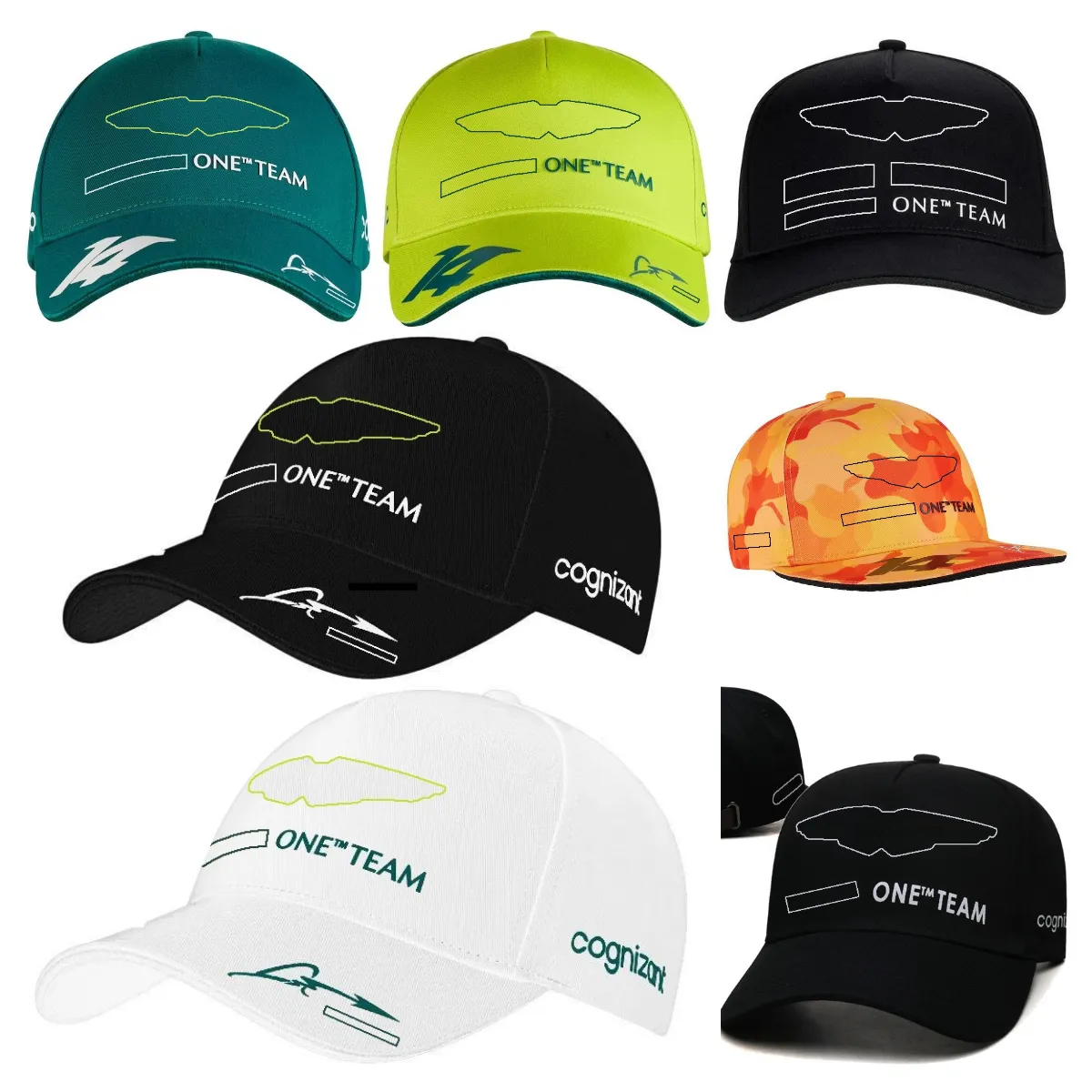 2023 Nuevo F1 Driver Cap Fórmula 1 Equipo de carreras Gorra de béisbol Verde Moda para hombre Gorras curvas Marca de moda Sombrero para el sol bordado