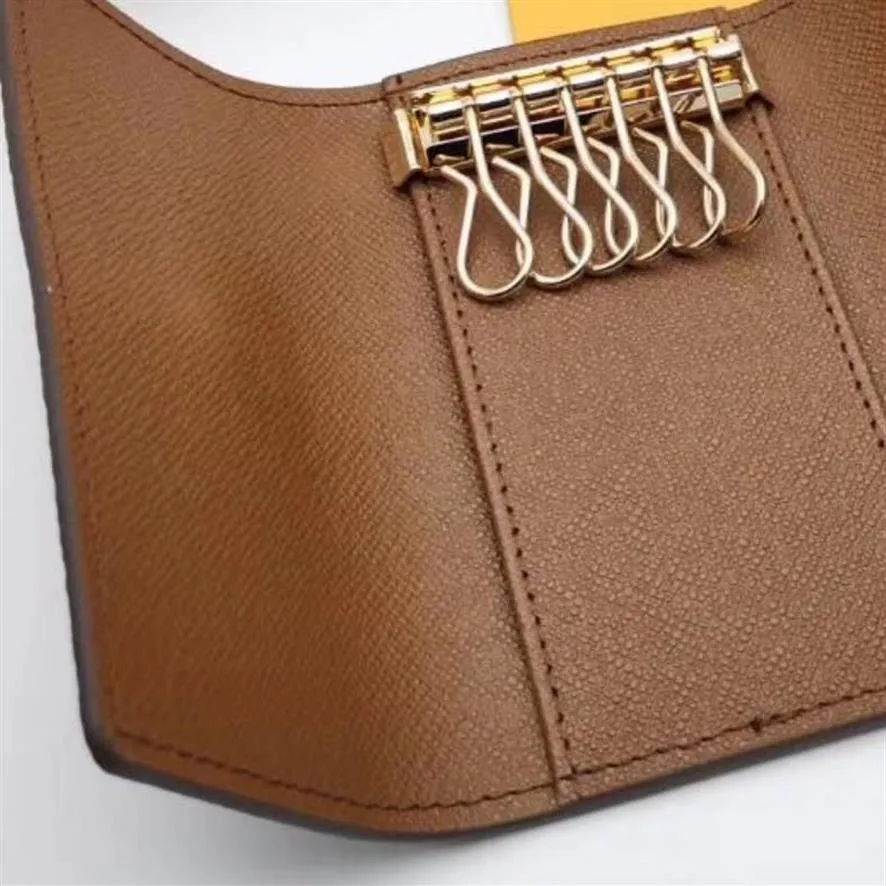 Nyckel plånböcker Key Håll som säljer 6 nyckelhållare Top Qualiy Coated Canvas Real Leather Foding Fashion Wallet Leverans238n