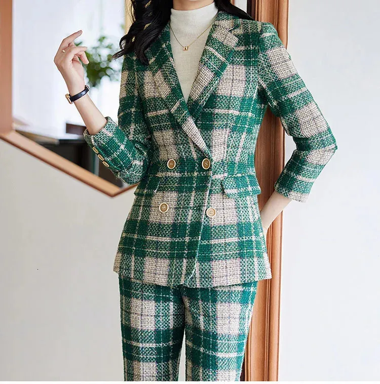 Plaid Pants Striped Jacket With Solid Pants Green Plaid Suit For