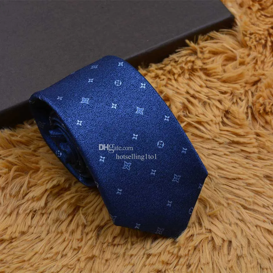 Brand Mens Tie Letters Silk Necktie luxury designer Jacquard Party Wedding Business Formal Woven Fashion blue Stripe Design box suit Tie