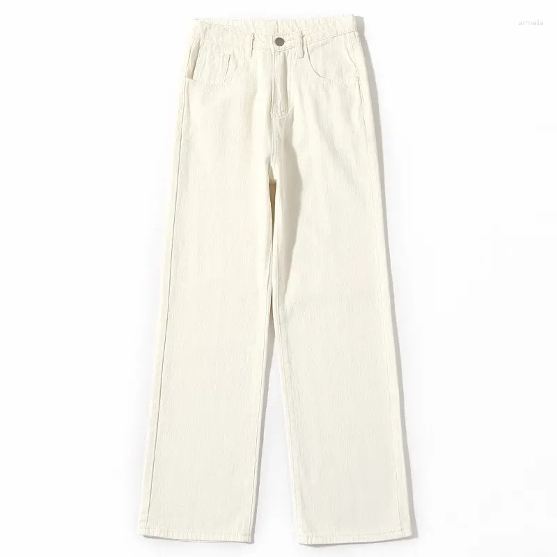 Kvinnors jeans guuzyuviz brett ben för kvinnor med lös passform hög midja klassisk drapering och avslappnad känsla beige svartblå vit
