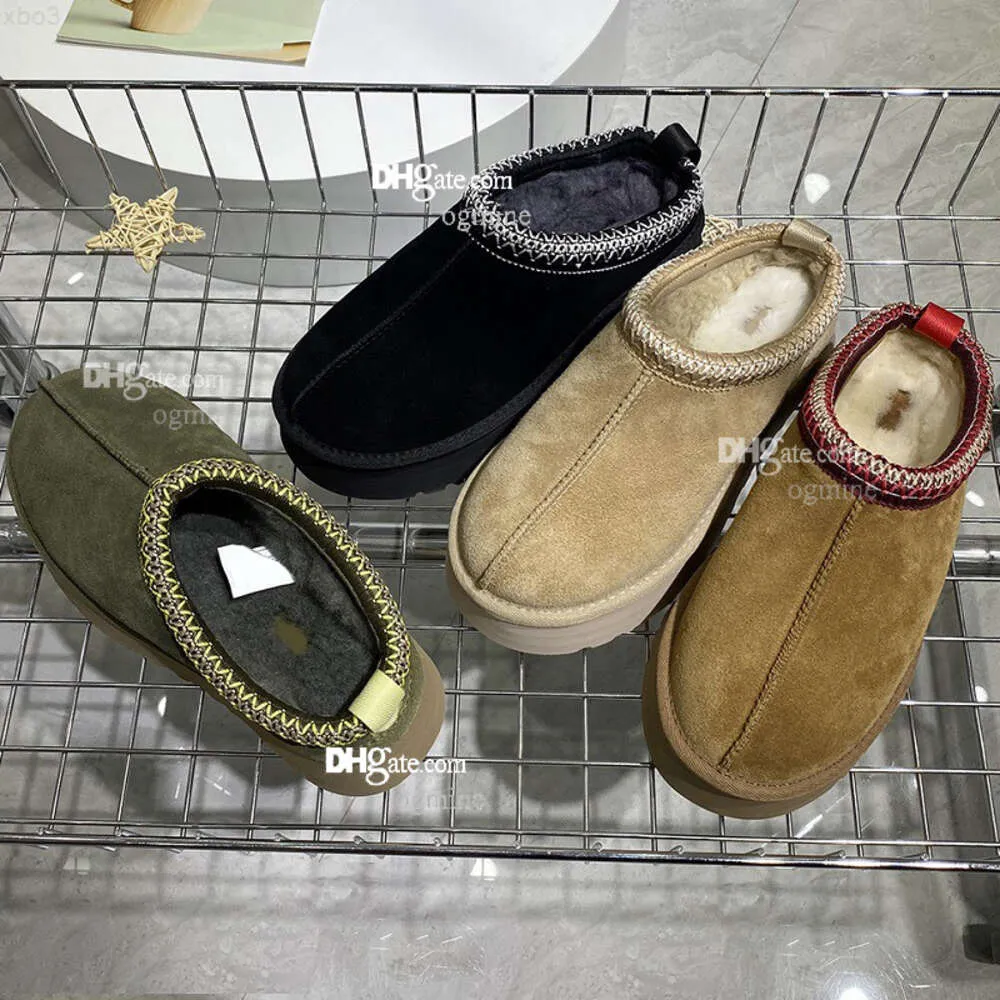 Top Designer Australian W Tazz Braid Slippers Tasman Mustard Seed Slides flat Platform Wool Blend Winter leisure slides Warm Wear fuzz AU Boot Snow fur furry fluffy 34