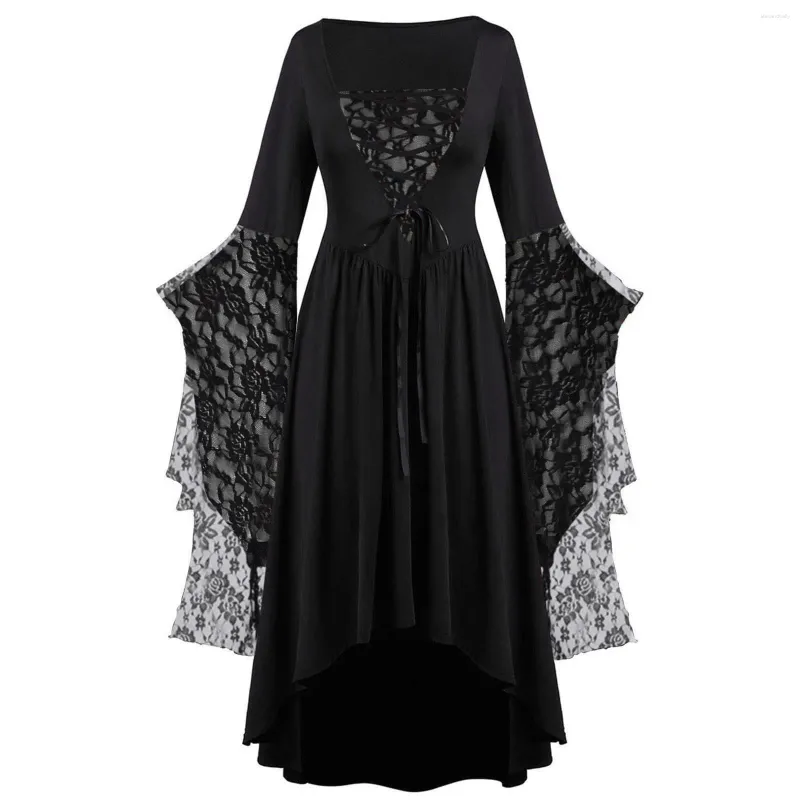 Casual Dresses Gothic Clothes For Women Halloween Lace Skeleton Punk Dress Plus Size Retro Medieval Costume Gifts And Games