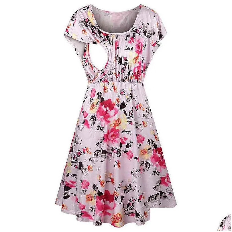 2022 popular dress multifunctional feeding mother medium and long pregnant women`s clothing lactation clothing G220309