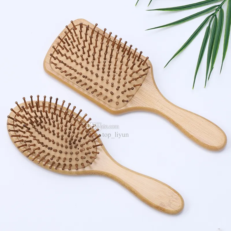 Peigne à cheveux en bois de bambou, brosse à palette saine, brosse de Massage des cheveux, peigne de soins capillaires pour le cuir chevelu, outils de coiffure