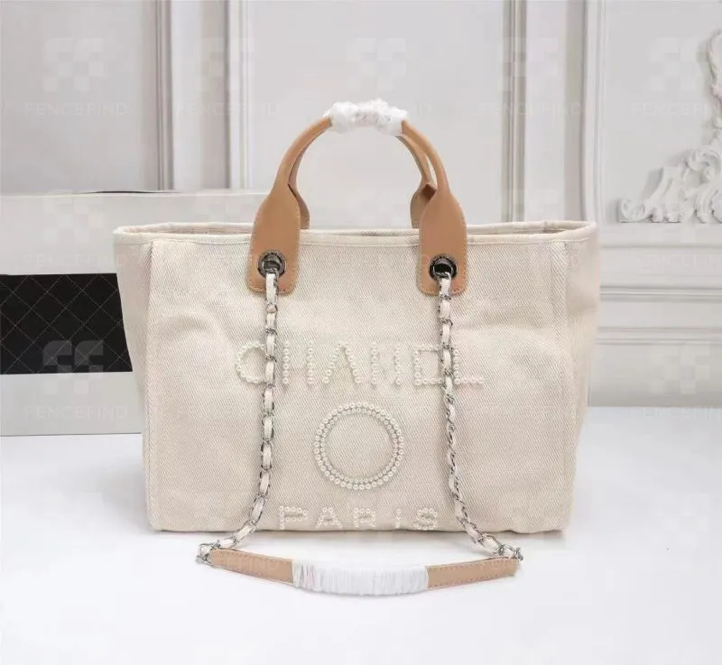 Bolsa de Ombro Bolsa CC Designer Bolsa Deauville Bolsa de Compras Lona Bolsa de Praia Alça de Corrente Bordada Moda Feminina Com Bolsa Carteira Clássica Fencefind