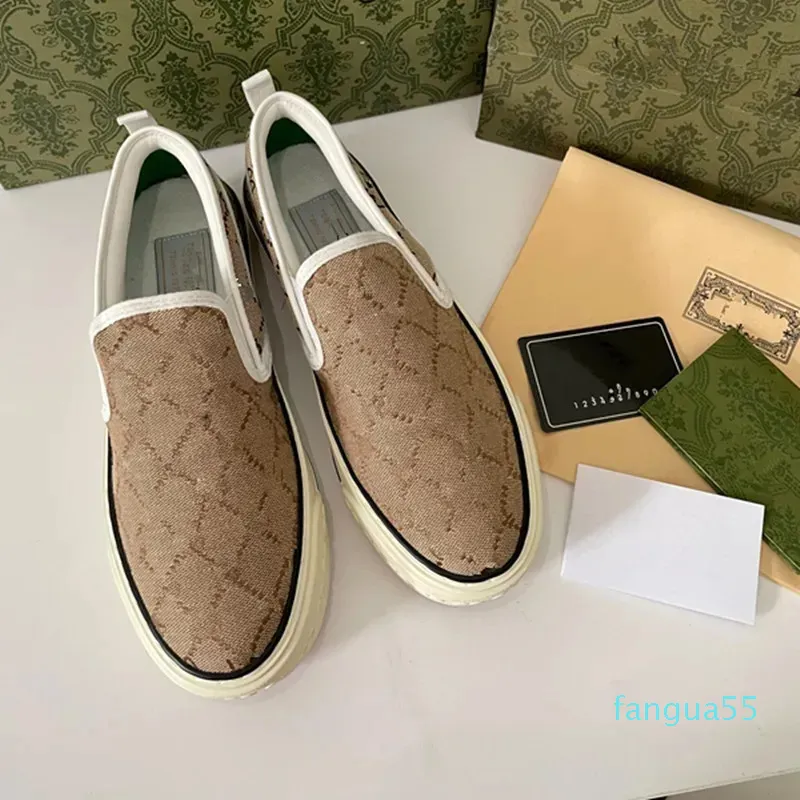 Casual Shoes Tennis Canvas Shoes Slip On Casual Designers Womens Letter Sneaker Män Kvinnor Loafers Ace broderade årgång