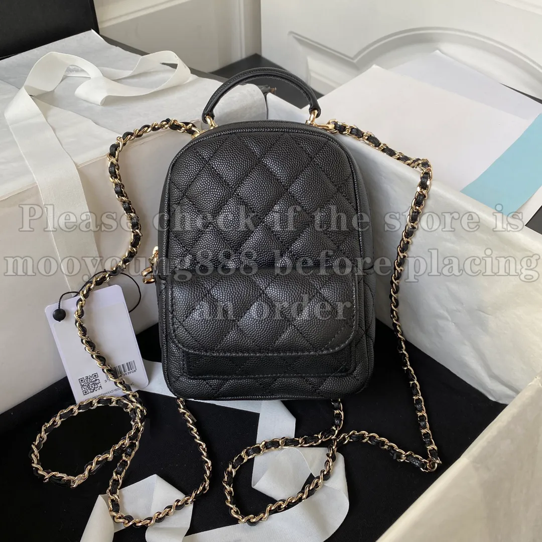Designer Mini Tiny Backpack Bag Genuine Leather Quilted Purse With Double Shoulder Chain Black Caviar Finish And Box 12A Upgrade Mirror Quality For Womens Luxury Handbags From Mooyoung888 279.28 DHgat...