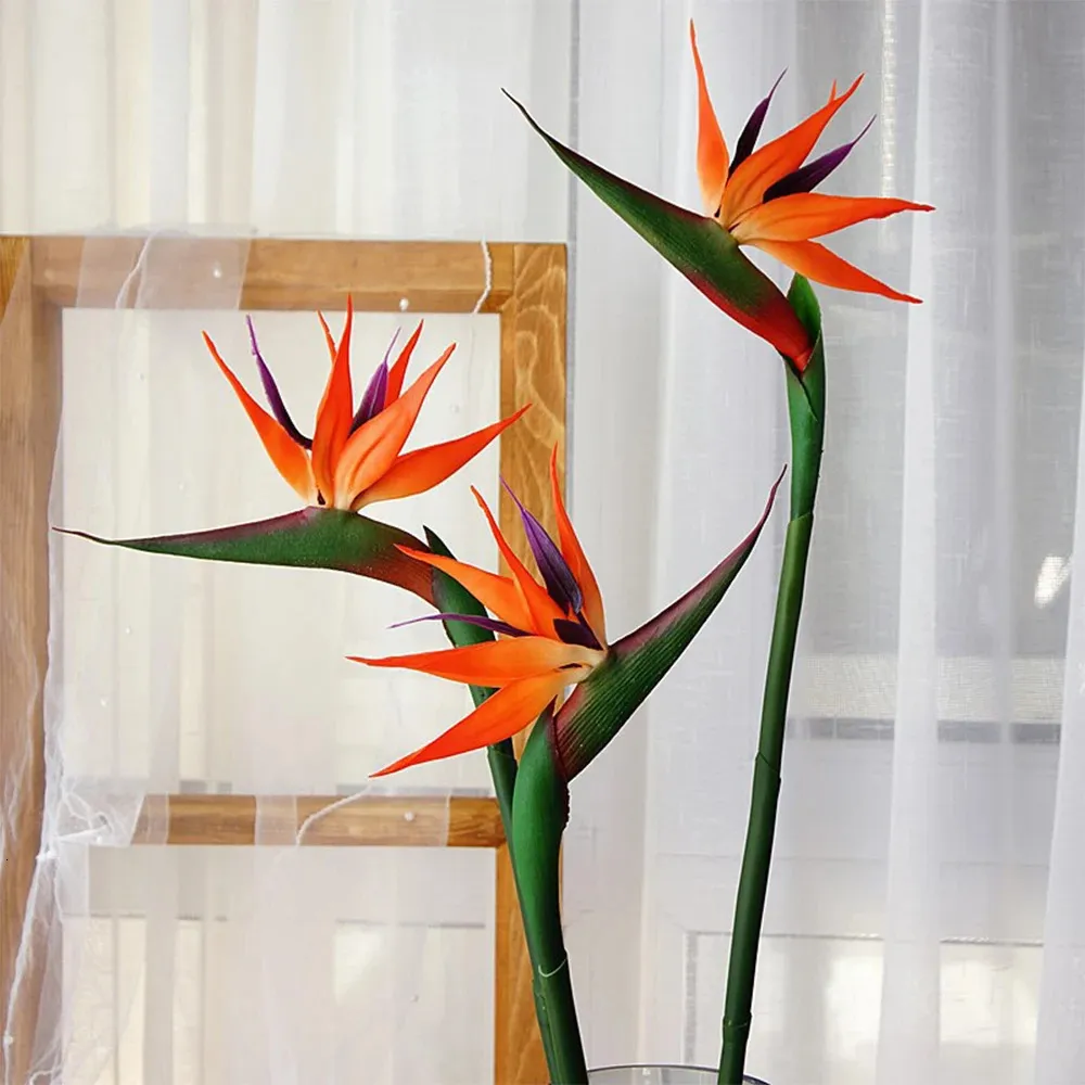 80cm 2PCS Artificial Flower Single Branch Paradise Bird Silk Heaven Bird High-end Fake Flowers Plants Home Garden Wedding Decor