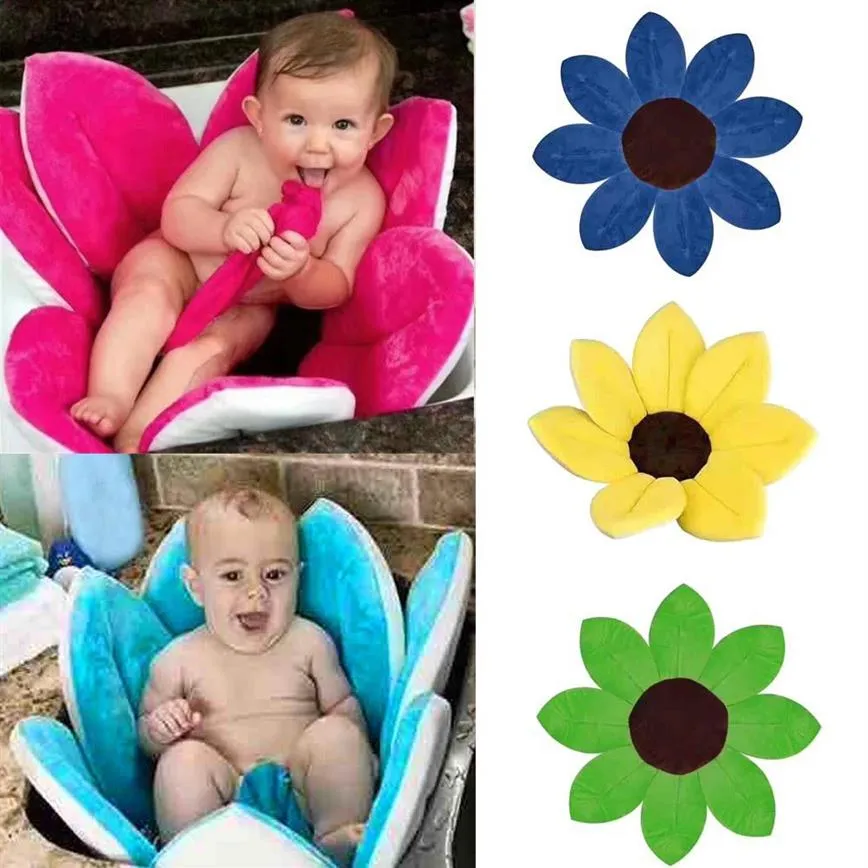 Newborn Baby Bathtub Foldable Flower Blooming Bath Tub Anti-slip Baby Shower Baby Blooming Sink Bath Cushion Skin Bath Pad Mat 201216h