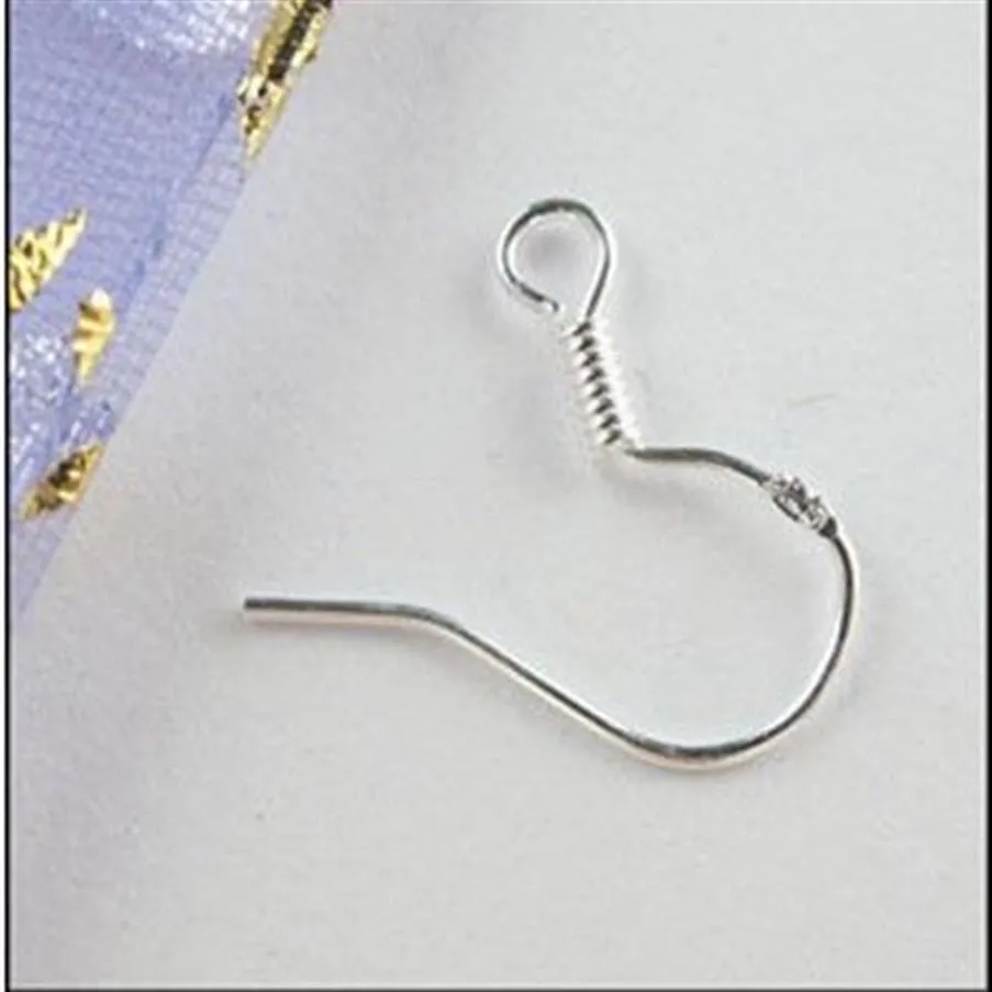 200pcs lot Sterling 925 Silver Clasps & Hooks Earring Findings Fishwire Hooks Jewelry DIY 15mm fish Hook Fit Earrings228D