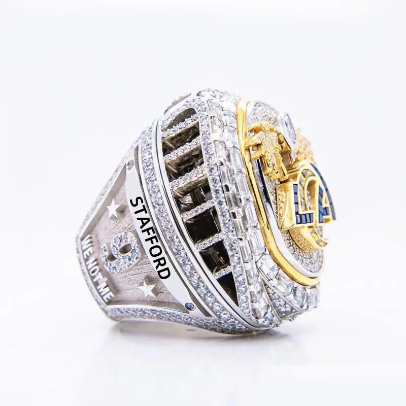 Cluster Rings High-End Quality 9 Players Name Ring Stafford Kupp Donald 2021 2022 World Series Rams Team Championship com madeira Disp Dhibd
