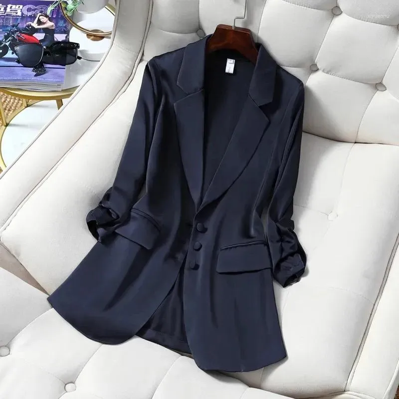 Ternos femininos jaqueta 2023 primavera outono temperamento lazer terno casaco moda comprimento médio versão senhoras blazer outerwear