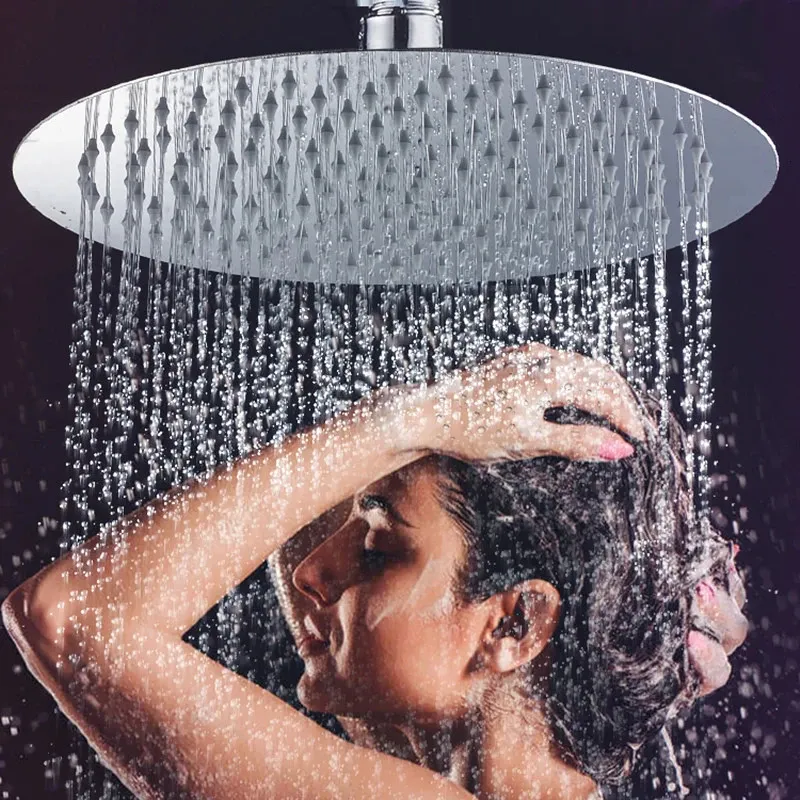Głowice prysznicowe w łazience 1210864 cala Opad deszczu stal nierdzewna Ultrathin Chrome Wykończenie okrągłego kwadratowego deszczu 231205