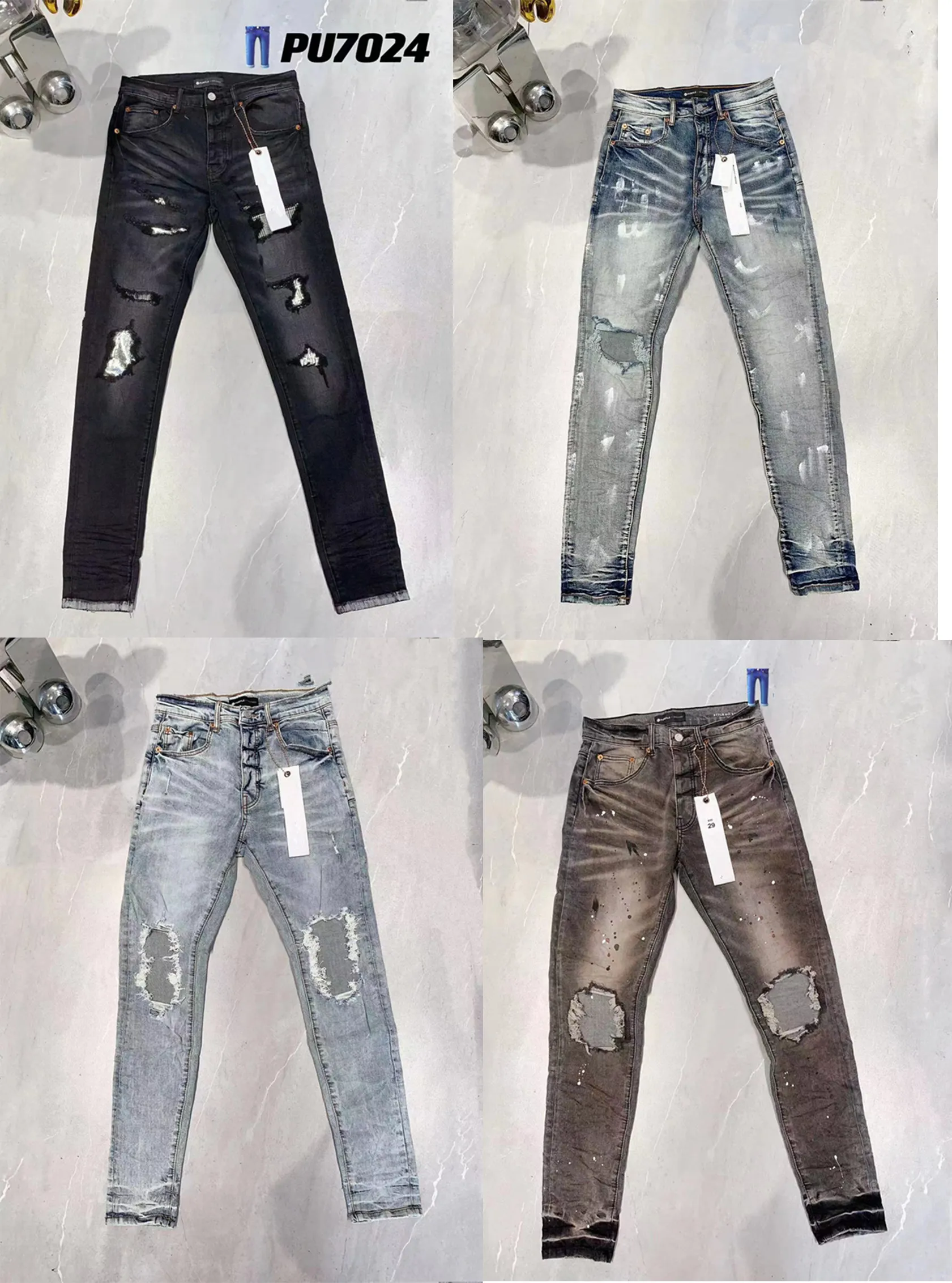 Lila jeans designer jeans för män jeans vandring byxa rippade hip hop high street mode märke pantalones vaqueros hombre motorcykel broderi nära montering