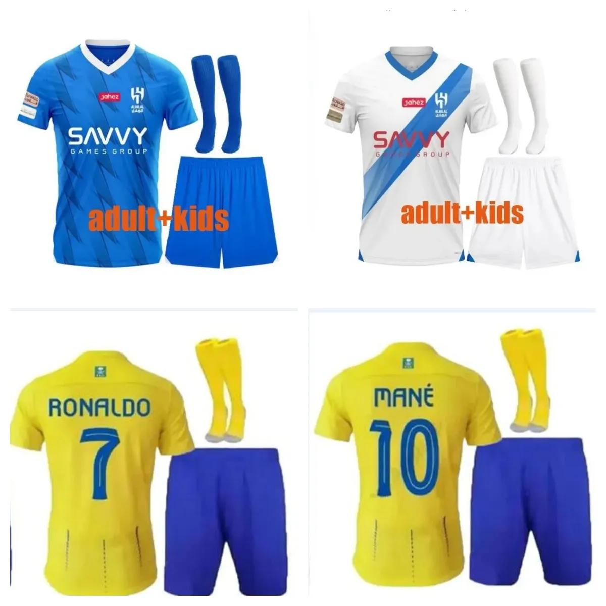 Al-Nassr Fußballtrikot Set Personalisiert - Mit Eigenem Namen & Nummer Für Kinder/Erwachsene