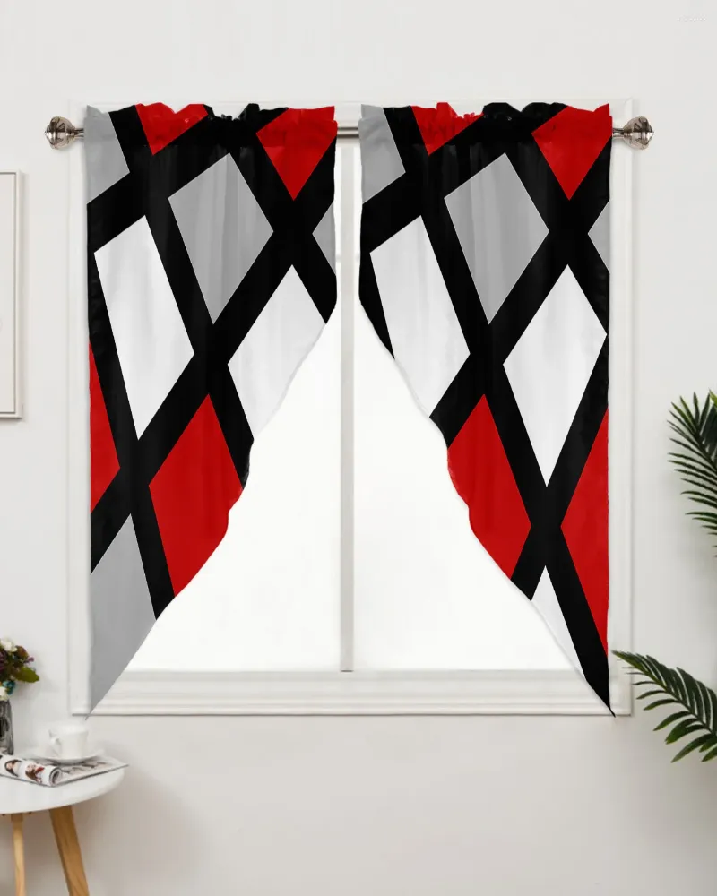 Шторы красные, черные, серые геометрические квадратные шторы для спальни, окна, гостиной, треугольные жалюзи, шторы