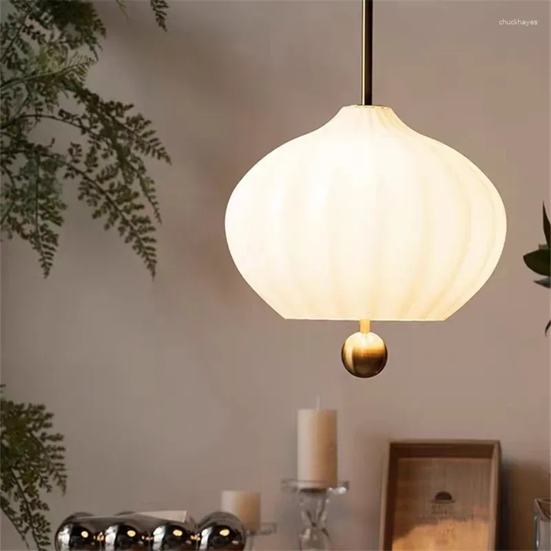 Lampade a sospensione Lampada Kdln Lilli Paralume in vetro bianco Stile giapponese Luce Sala da pranzo Sala Post-moderna El Cucina sospesa