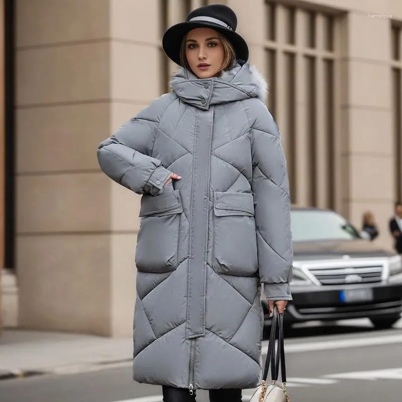 Women s Trench Coats Winter Coat Medium Length Over The Knee Parkas Jacket Thickened Bread Down Cotton Padded Clothes Women