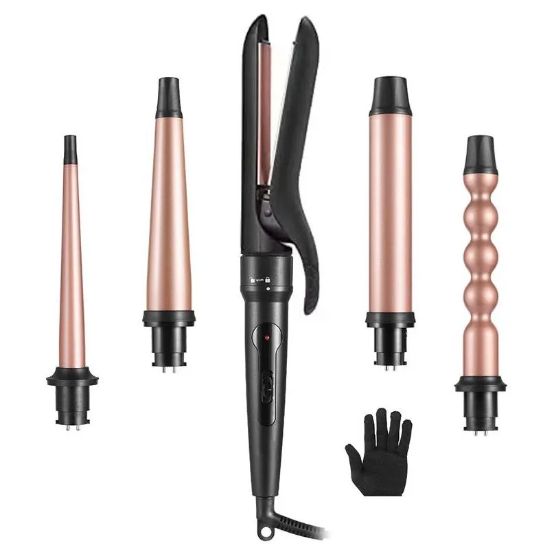 Lisseurs à cheveux 5 en 1 Lisseur Curlable et lissage à double usage Plasma Set Matic Curling Portable Drop Delivery Produ Dhwoe