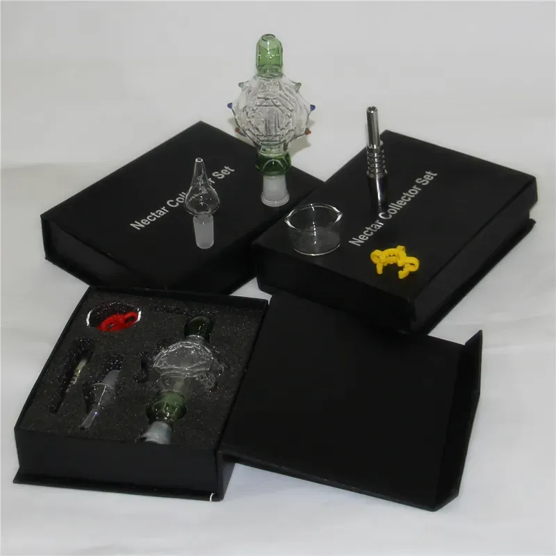 Smoking Mini Nectar Kit 14mm Nectar Dab Straw Set Oil Rigs Micro Glass NC Water Pipe Titanium Tips dry herb bowls