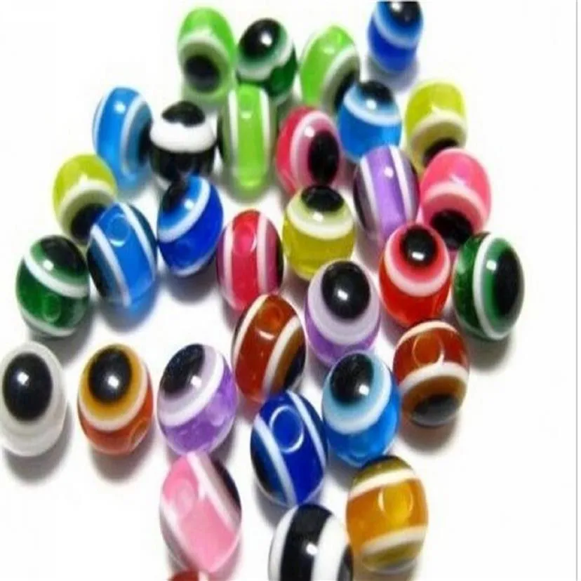 Boule mauvais œil en acrylique de couleurs mélangées, perles d'espacement rondes de 6mm, DIY, 1000 pièces, bijoux 248y