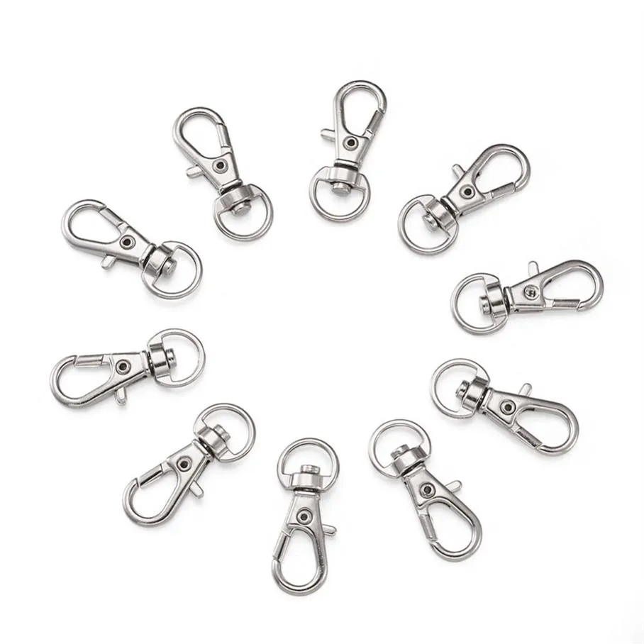 100pcs Alloy Swivel Lanyard Snap Hook Lobster Claw Clasps Jewelry Making Bag Keychain DIY Accessories199z